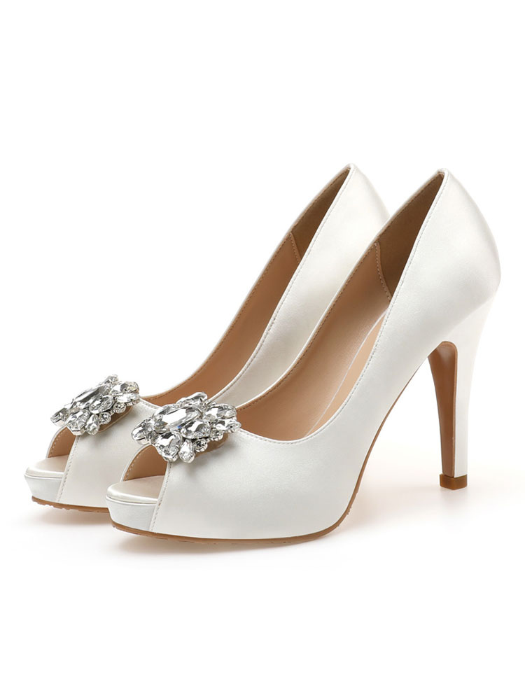 Zapatos de Fiesta | Peep Toe los altos talones de tacón de aguja diamantes de imitación elegante Slip-On 4.1 - OG20411