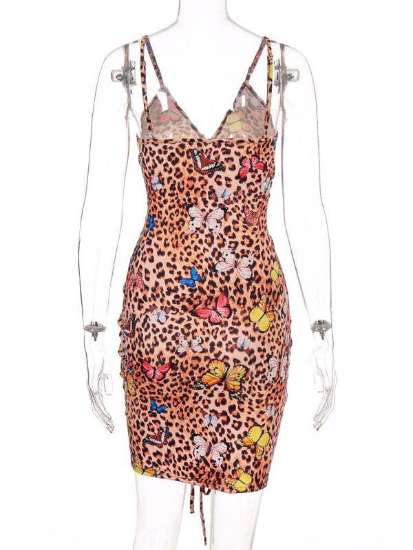 GORGLITTER Leoparden Kleid Damen - Bodycon Minikleid Für Party & Abend