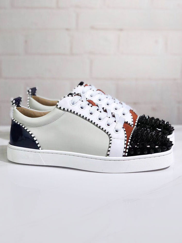 Mens Spike Sneakers 2020 Shoes Ivory Round Toe Rivets lace up In ...