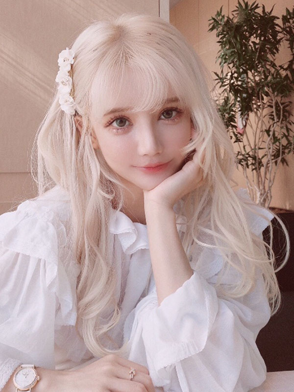 Costumes Lolita | Sweet Lolita Wig Long Tousled Hair Wigs With Bangs - CE42081