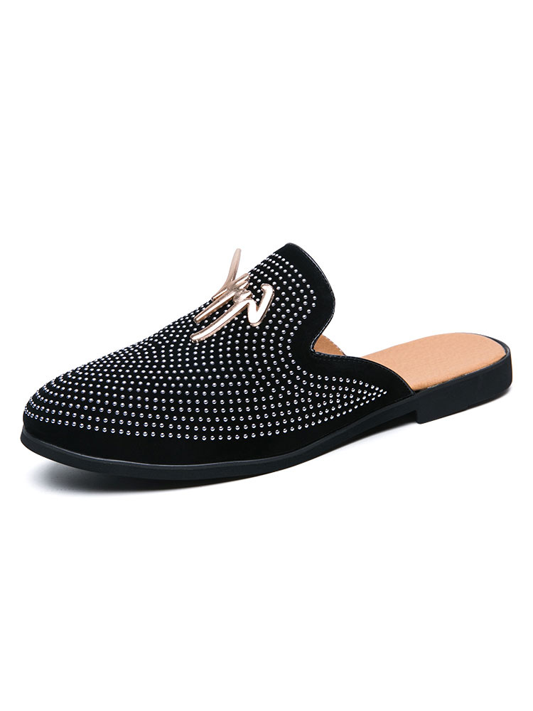 Zapatos de hombre | Sandalias para hombres Slip-On Detalles de metal Cuero de Suela de goma Mulas para hombres - EV41457