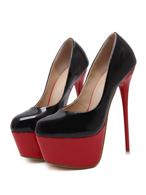 black and red platform shoes