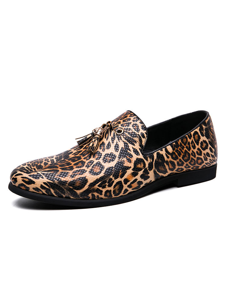 Details about   Mens Leopard Tassels Business Wedding Club Shoes Pointed Toe Party Leather Pump 