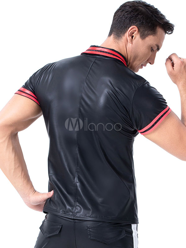 mens leather polo shirt