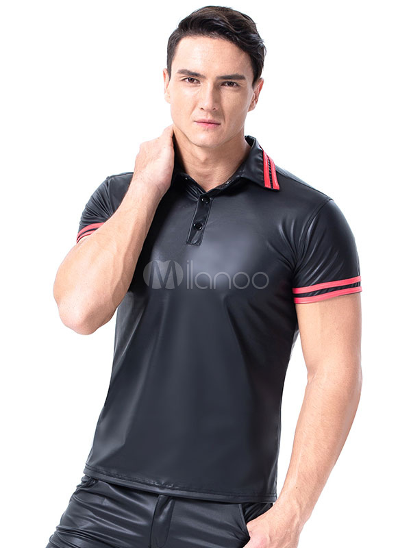 mens leather polo shirt