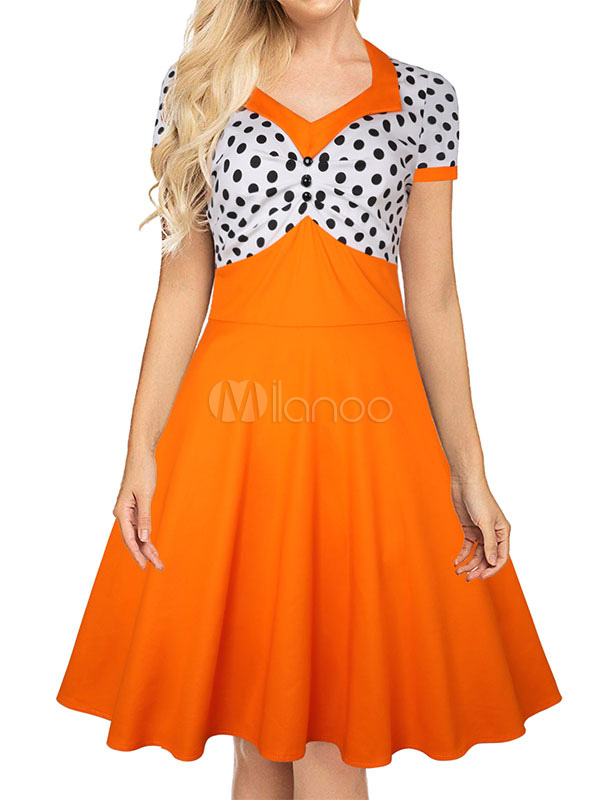 orange rockabilly dress