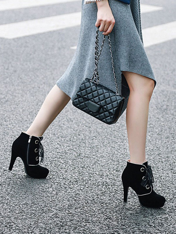 black pointed toe stiletto booties