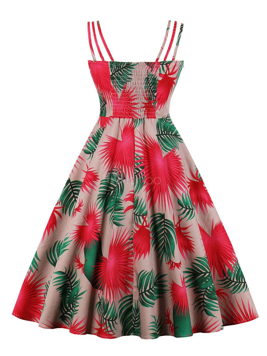 Vestito Donna Stile Anni '50 In Pizzo - Elegante Con Scollo A V E Stampa Pois