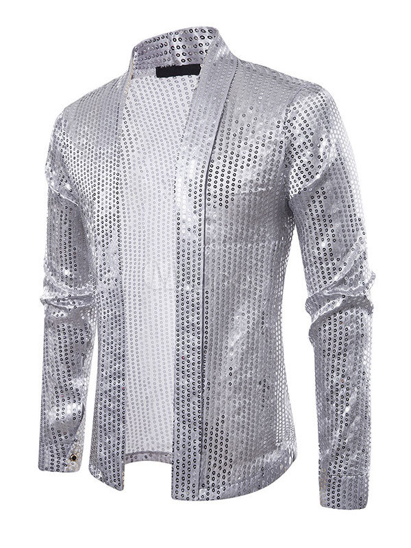 Giacca da uomo con paillettes Collo a scialle Blazer glitter Blazer