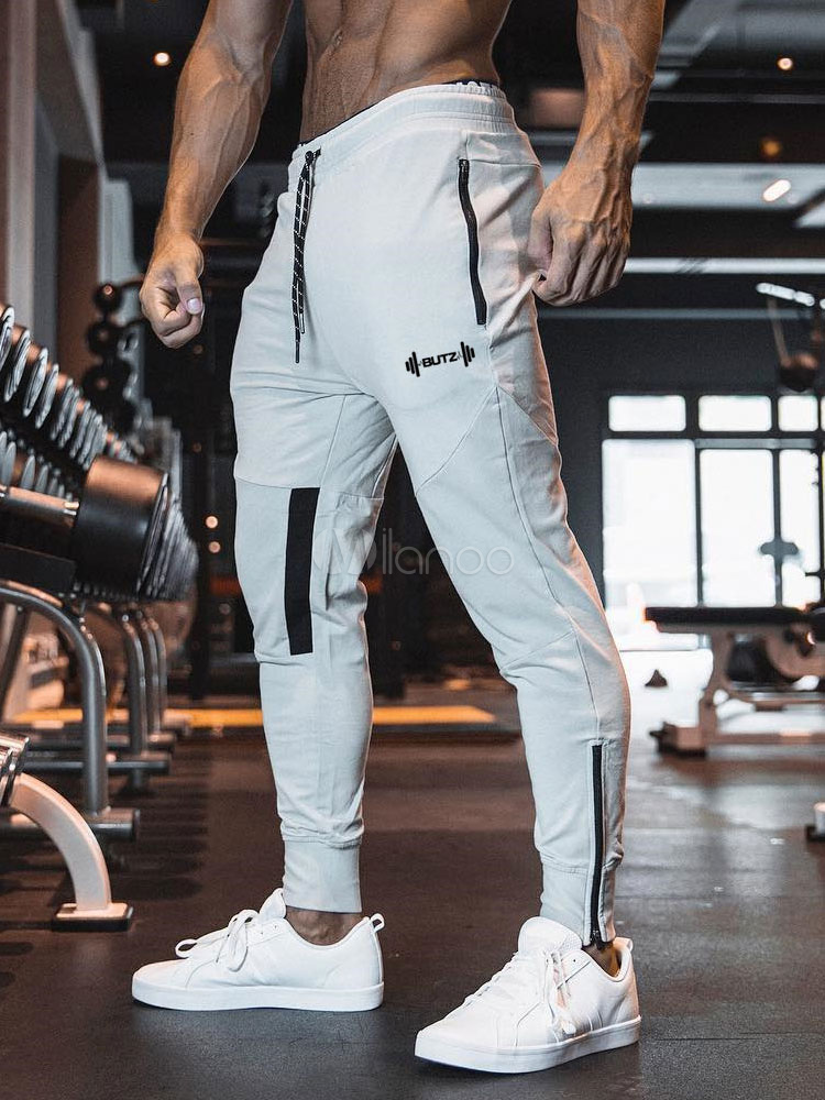 Men Workout Pants Lightweight Gym Training Sport Pants With Zipper ...