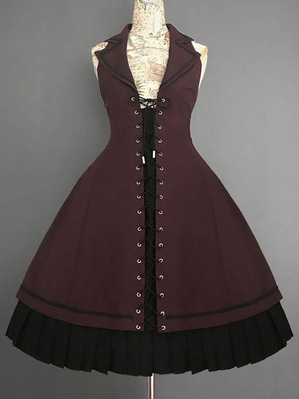 Vintage Gothic Lolita JSK Dress Farron Covenant Lace Up Lolita 
