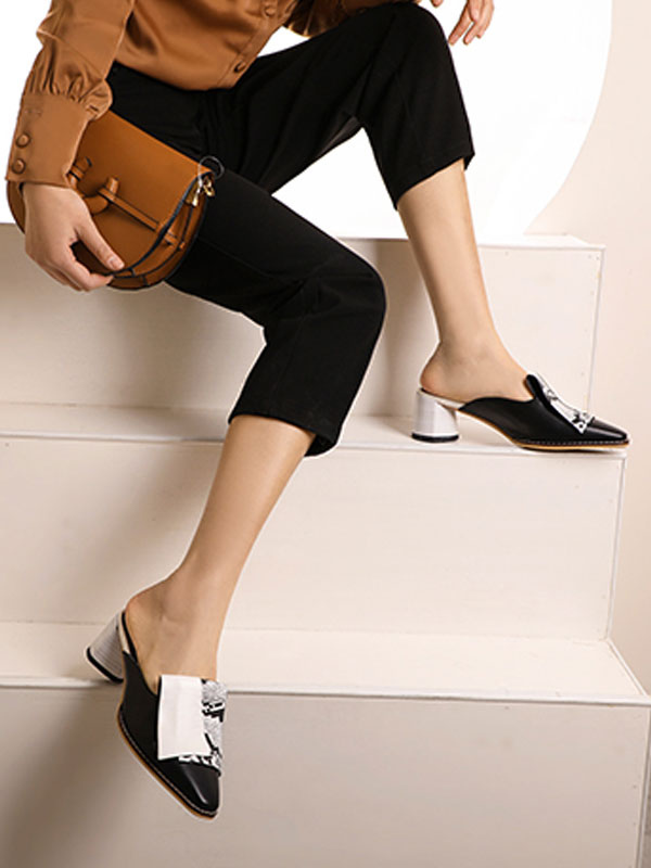 Chaussures Chaussures femme | Mules femmes Sabots en cuir synthétique bout carré imprimée serpent - OO64026