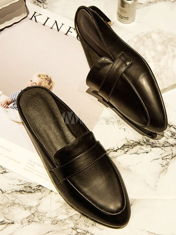gold leather mule slippers