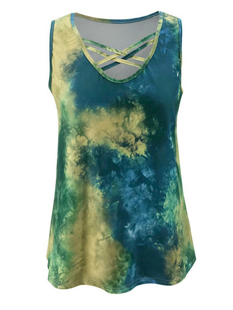 タイダイタンクトップノースリーブレディースサマートップ Milanoo Jp