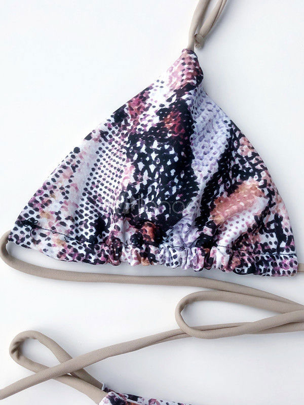 String Bikini Swimsuit Python Snake Print Summer Beach Bathing Suits ...