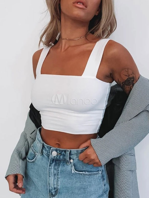 white cropped high neck top