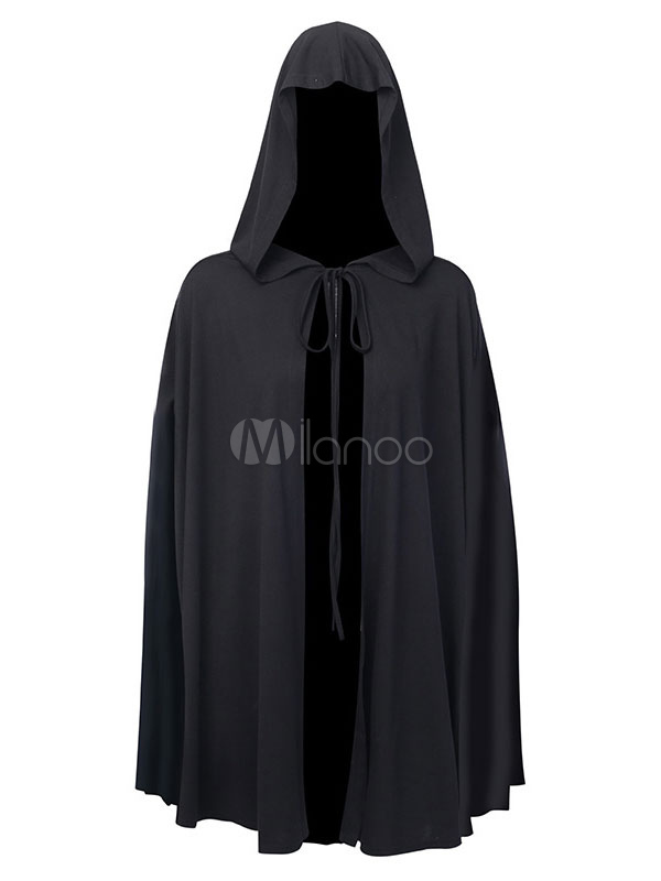 Black Cape Ponchos Hooded Gothic Poncho Outerwear - Milanoo.com