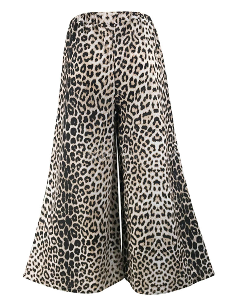 Pantalones anchos Pantalones de chifón con estampado de leopardo -  Milanoo.com
