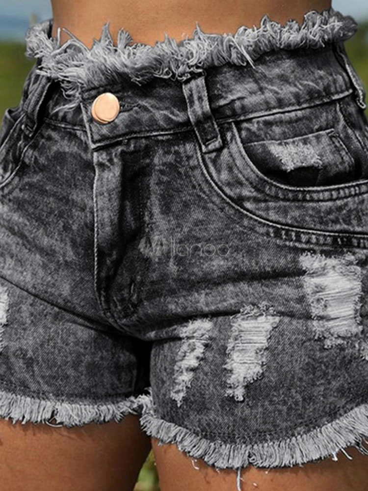 Pantaloncini di jeans strappati donna strappati Jean Shorts - Milanoo.com