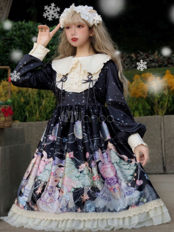 Sweet Lolita OP Dress Christmas Party Ruffles Lolita One Piece Dresses ...
