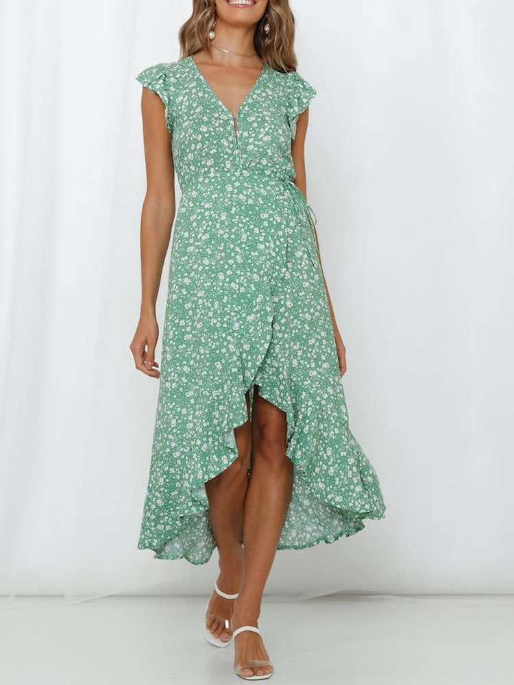 green maxi summer dress