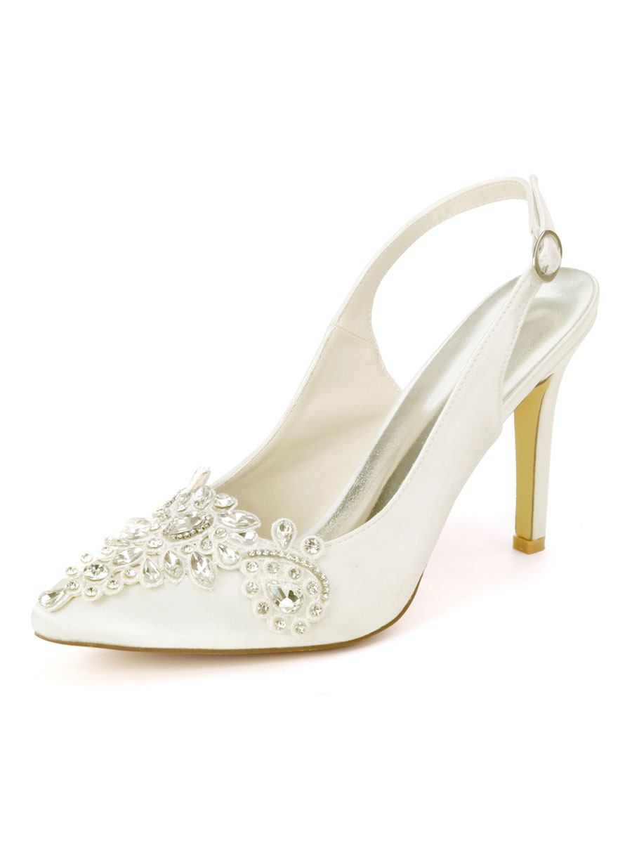 Zapatos de boda Zapatos de novia de tacón de aguja con punta satén Zapatos de novia - Milanoo.com