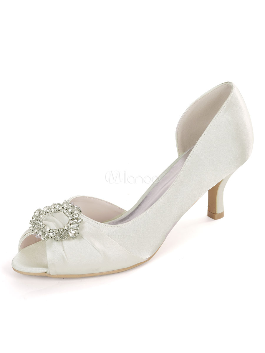 ivory kitten heel wedding shoes