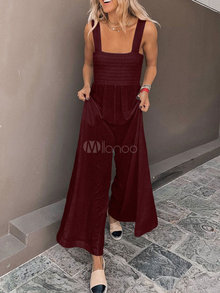 burgundy wide leg jumpsuit