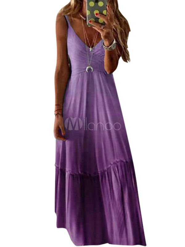 Purple Maxi Dresses Ombre Sleeveless ...