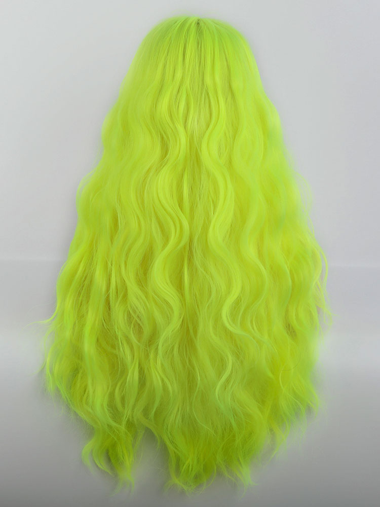 Women's Clothing Accessories | Long Curly Wig Neon Green Synthetic Hair Wigs With Bangs - EQ62627