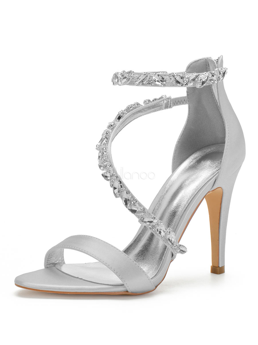 Women's Rhinestone Stiletto Heel Open Toe Bridal Shoes