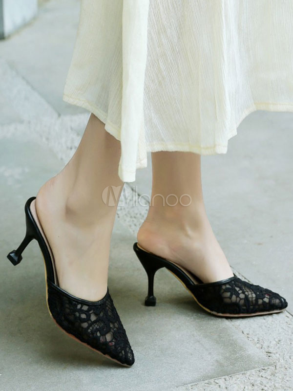 pointed toe slide sandals
