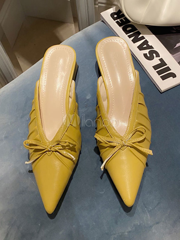 yellow bow mules