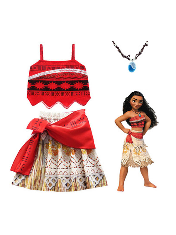 Disney Moana Girls Adventure Outfit Animação Cosplay Traje Roupas Com Colar  Carnaval - Costumeslive.com