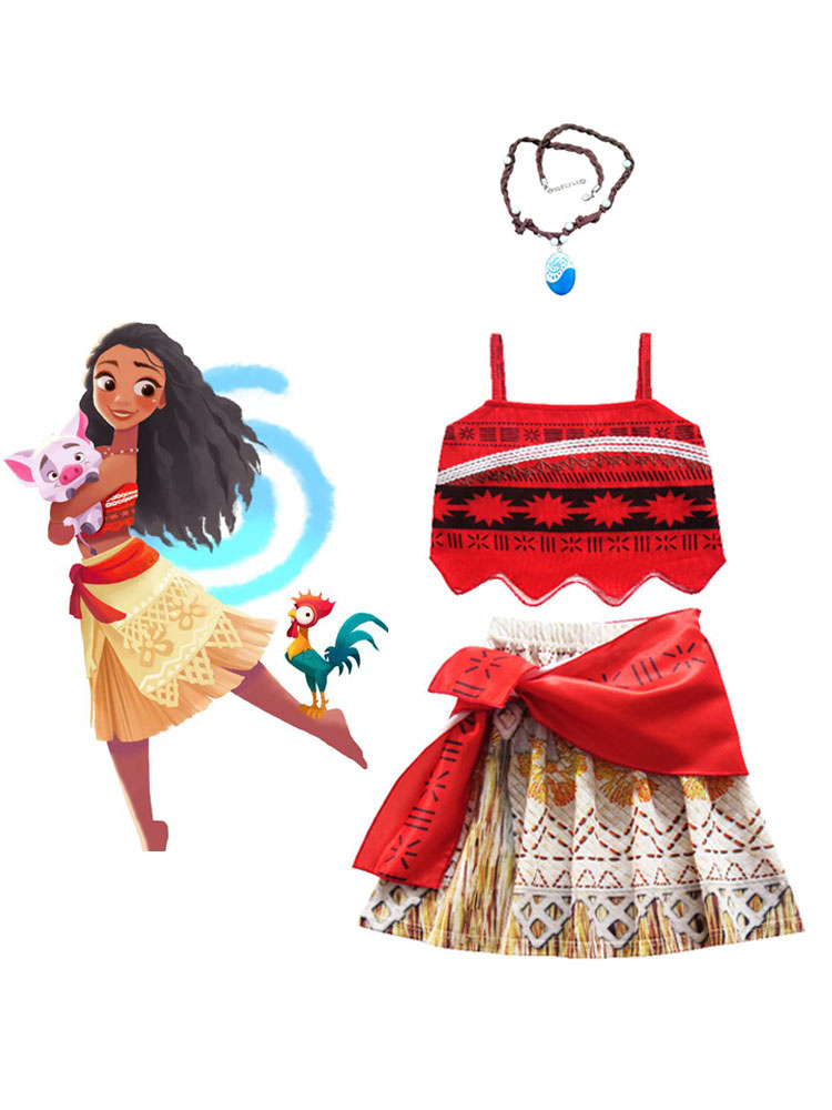 Disney Moana Girls Adventure Outfit Animação Cosplay Traje Roupas Com Colar  Carnaval - Costumeslive.com