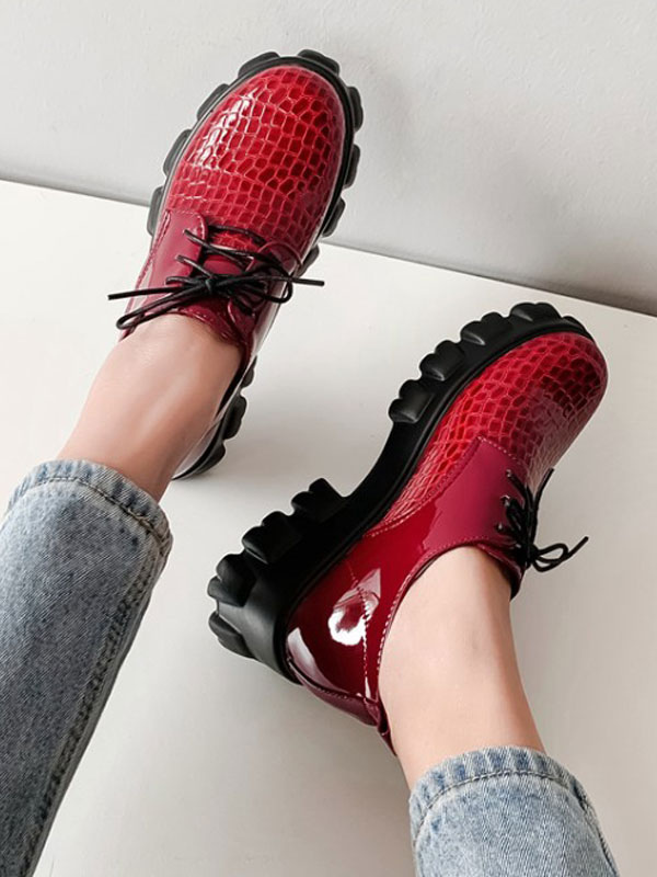 red flatform shoes