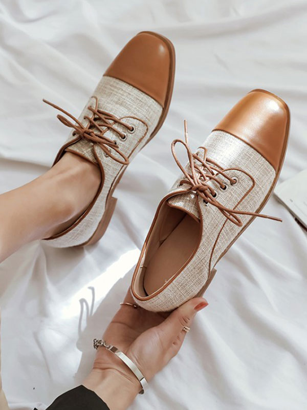 Zapatos con cordones punta para mujer marrón Milanoo.com