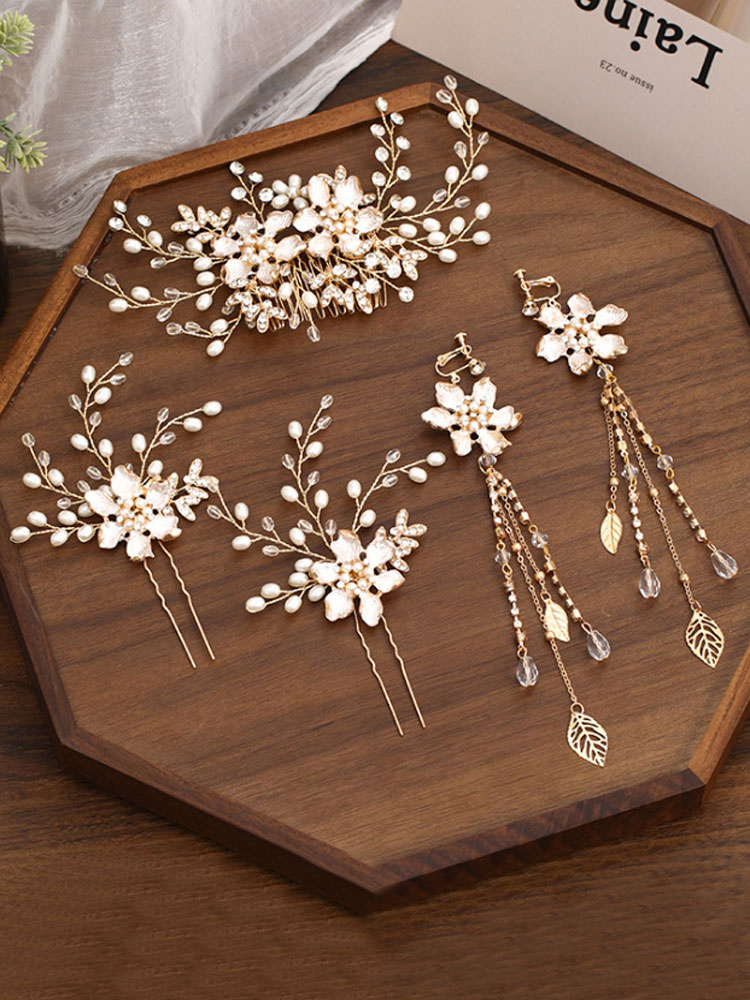 Boda Accesorios de boda | Joyas de boda de moda Conjunto de perlas de imitación hermosas Clip de oreja Joyas de boda de metal - OO42355
