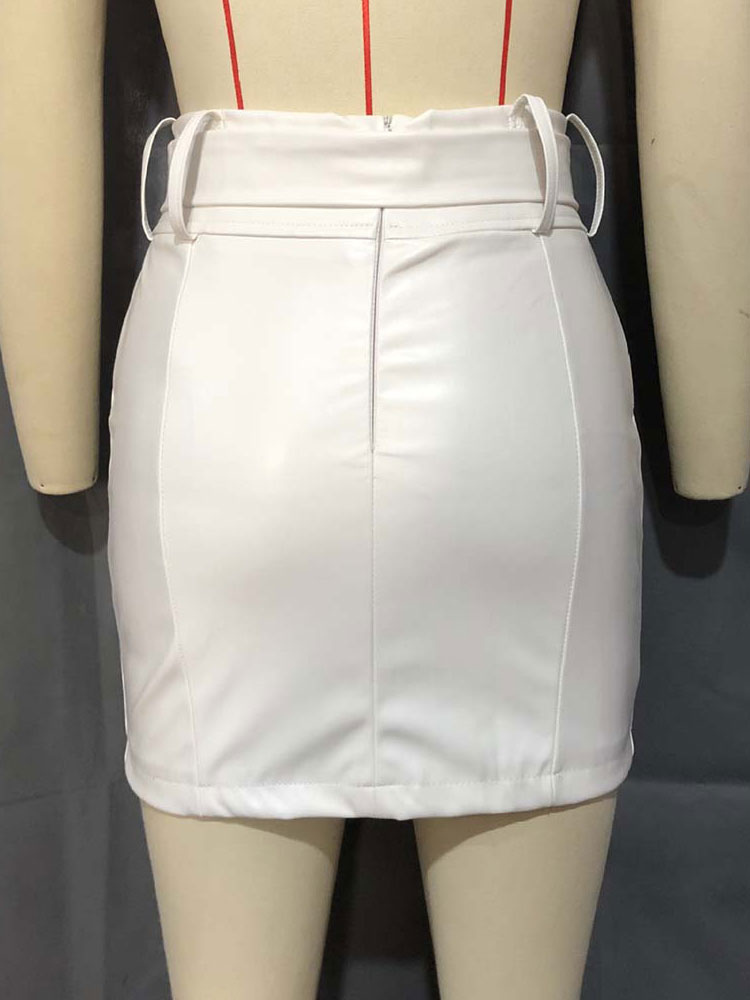 Women's Clothing Women's Bottoms | Women Skirt White Zipper Detail Lace Up Short Women Bottoms - WQ67542
