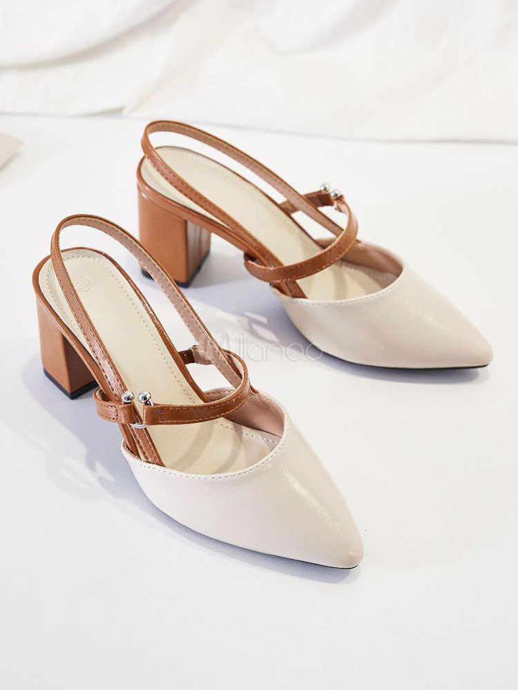 sling back chunky heel