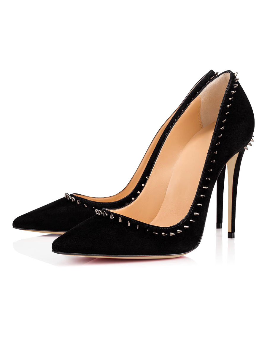 Zapatos de tacón alto para punta puntiaguda, remaches negros, tacones de - Milanoo.com