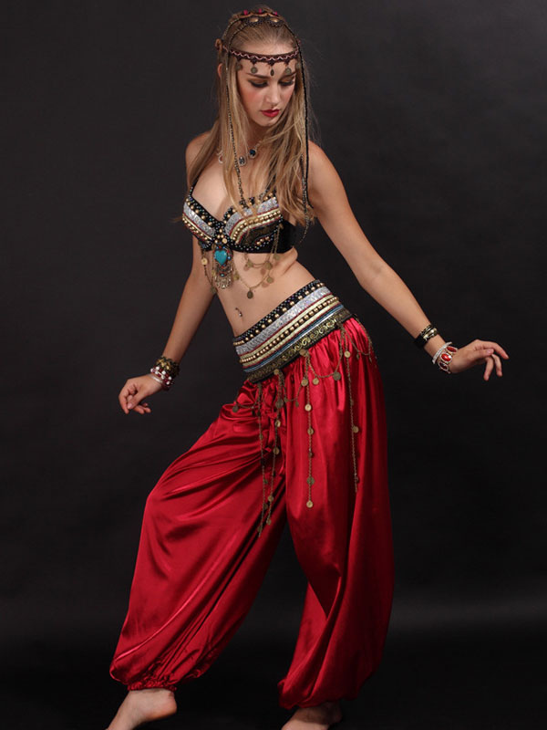 Costume di danza del ventre 3 pezzi di pantaloni Harem Costumi da ballo per  le donne