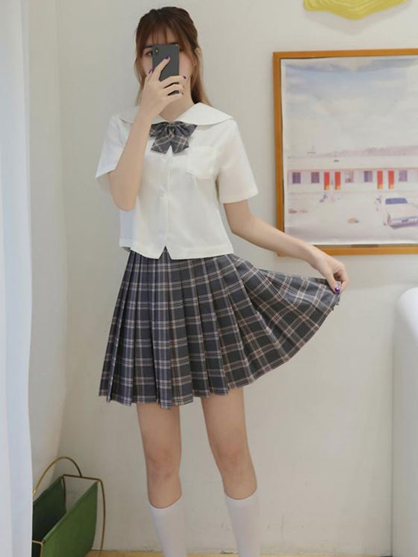 forgetful garbage Banishment School Uniform JK Outfit Grey Polyester Anime Merchandise - Lolitashow.com