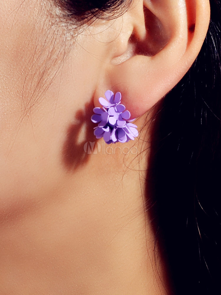 Flower Earrings Lilac Stud Earrings Women Jewelry