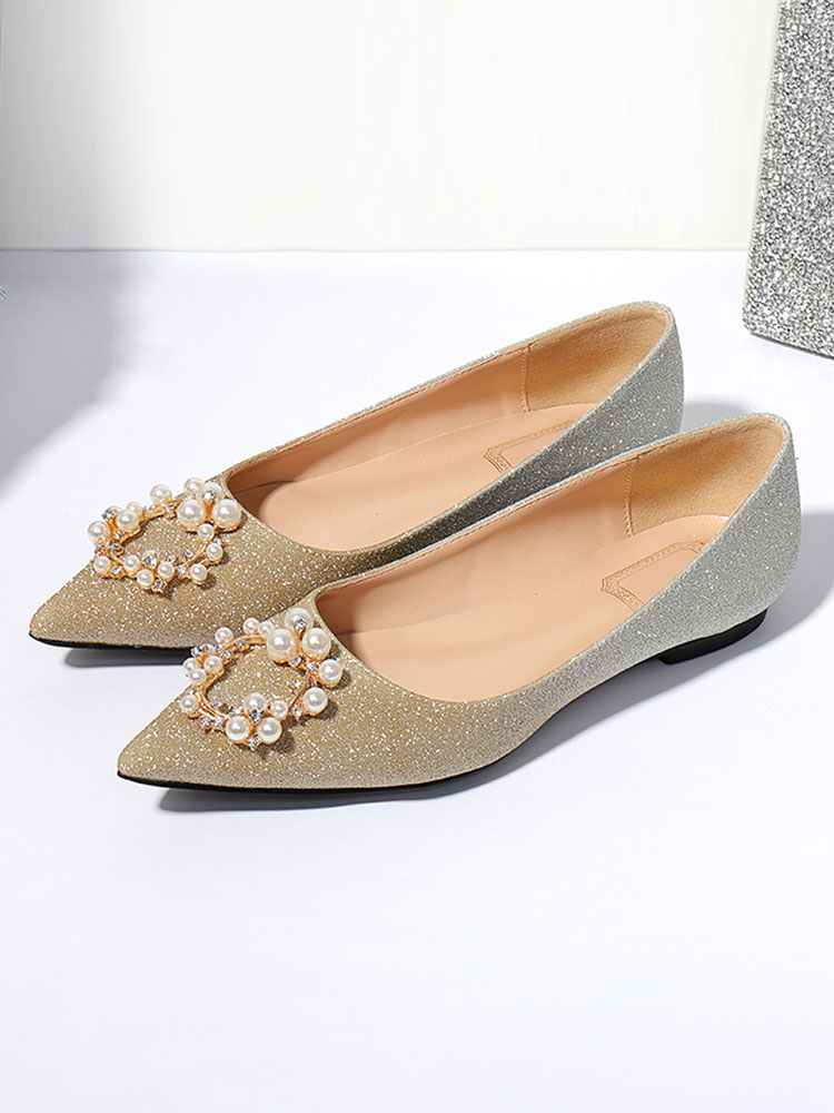 Shoes Occasion Shoes | Women Evening Shoes Pink Sequined Cloth Pointed Toe Ombre Chunky Heel Pearls Party Shoes - BK81103