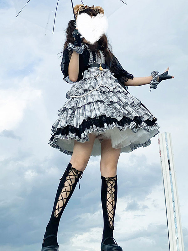 Idol Declaration Lolita JSK Dress Two Tone Plaid Lolita Jumper Skirts ...