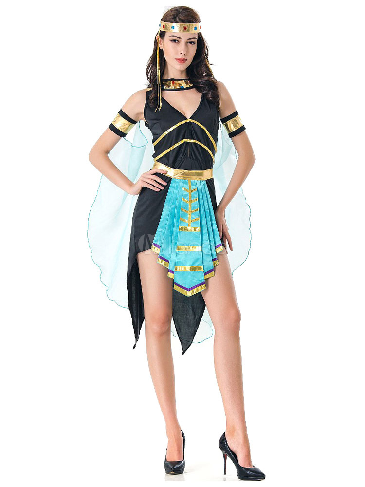Ägyptische Königin Kostüm Cleopatra Damenkleid Vierteiliges Outfit Karneval Kostüm