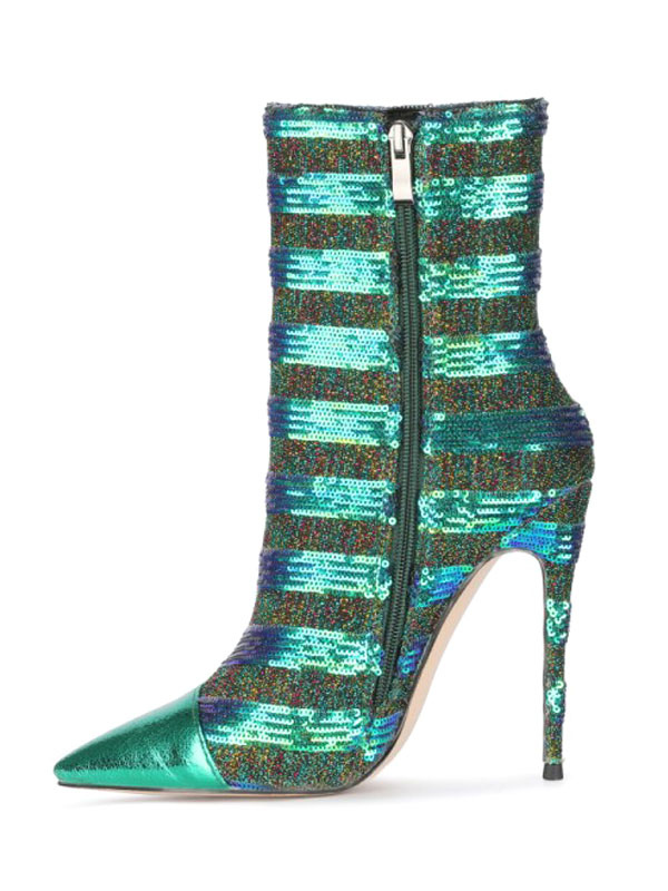 green high heel boots