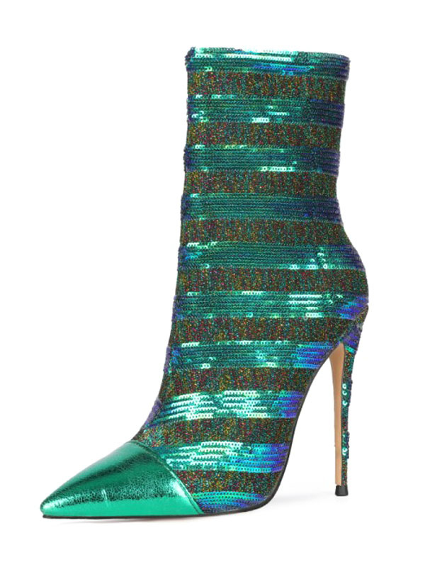 green stiletto boots