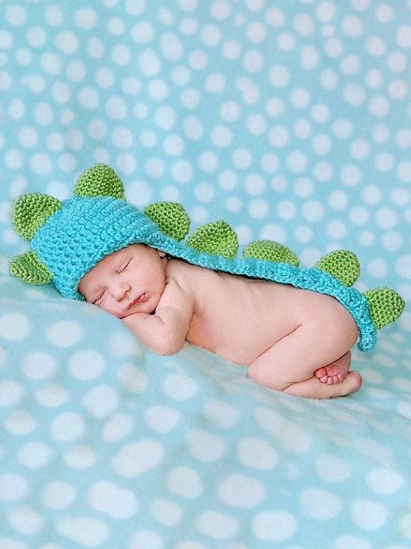 Disfraz de bebé recién nacido Accesorios de sesión fotográfica de punto  Sombrero de dinosaurio 